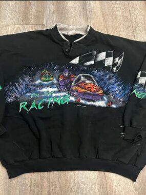 Vtg Snowmobiling Pro Tour Racing Art Unlimited Crewneck Sweatshirt Mens 3XL